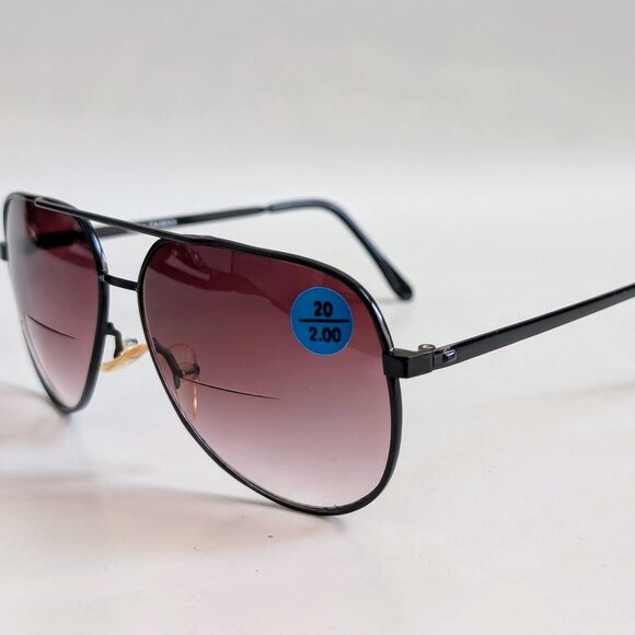 (NWT) Vintage 90's Aviator Metal Bi-Focal Reading Sunglasses (S. Black) - Picture 3 of 5
